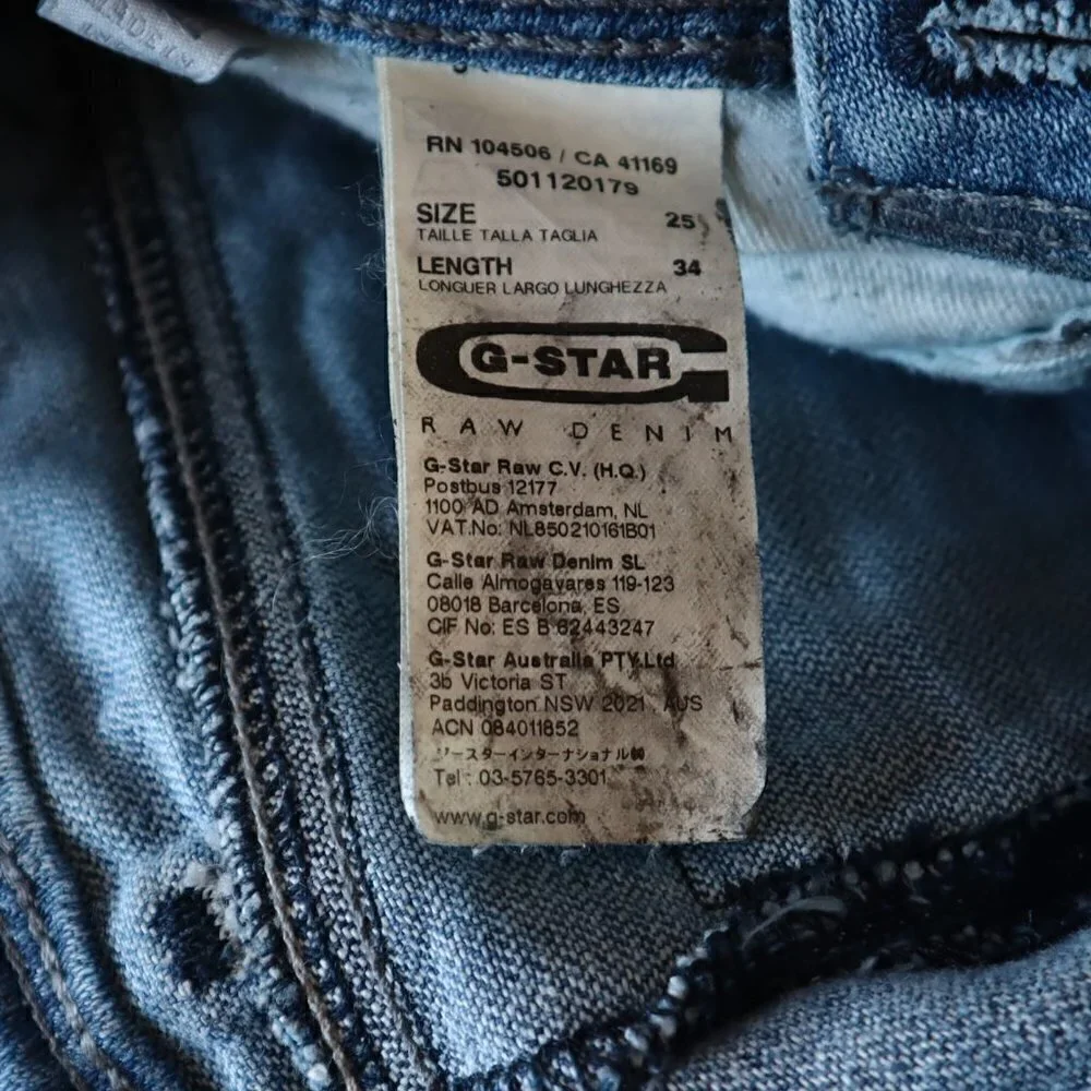 G-Star Jeans Fender Skinny Concrete Wash Gray Coated Wax Stretch NWT New Size 25